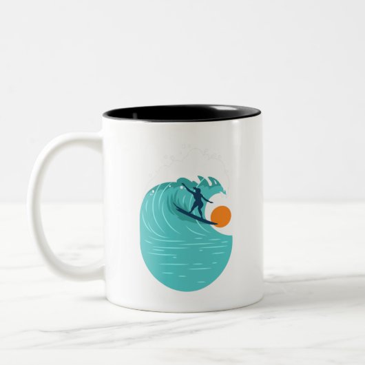 fRetro Vintag Surfer Beach Zweifarbige Tasse (Links)