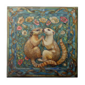 Frettchen der Liebe Romantisches Jugendstil-Design Fliese (Vorderseite)