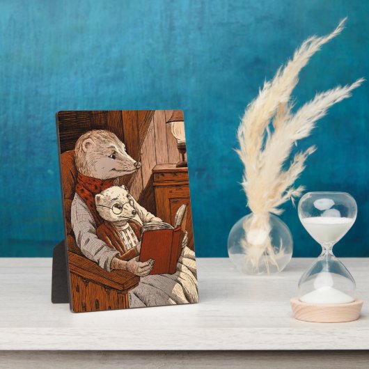 Frettchen, die ein Buch lesen Fotoplatte (Seite)