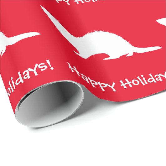 Frettchen frohe Feiertage Geschenkpapier (Rolleneckpunkt)
