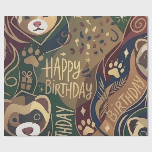 Frettchen Frohe Geburtstag Geschenkpapier (Flach)