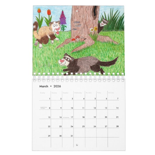 Frettchen-Geschichten-Kalender: Illustrierte Kalender (Mär 2026)