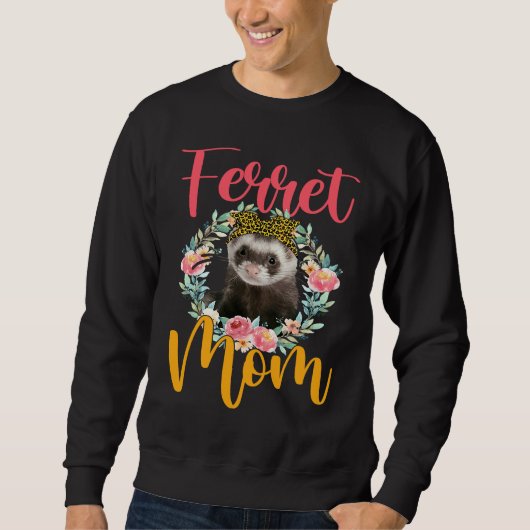Frettchen-Mama Süßes Frettchen Fliege Leopard Blum Sweatshirt (Vorderseite)