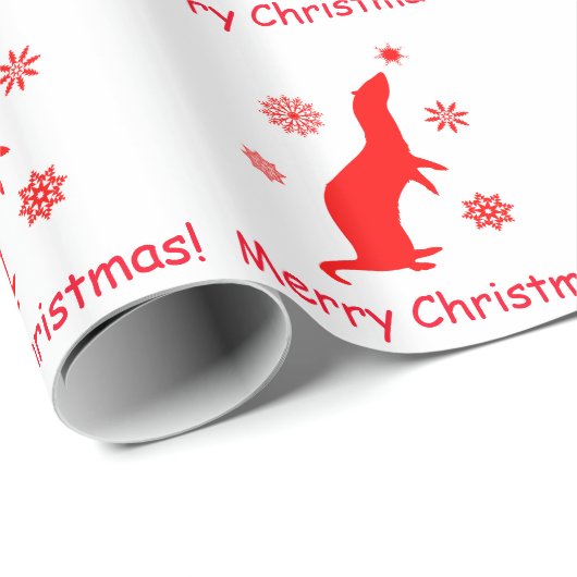 Frettchen mit Schneeflocke-frohen Weihnachten Geschenkpapier (Rolleneckpunkt)