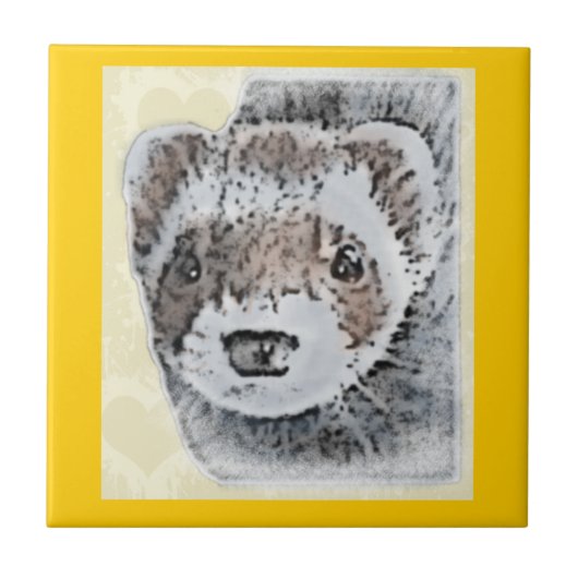 Frettchen-niedliches Bild Fliese (Vorderseite)