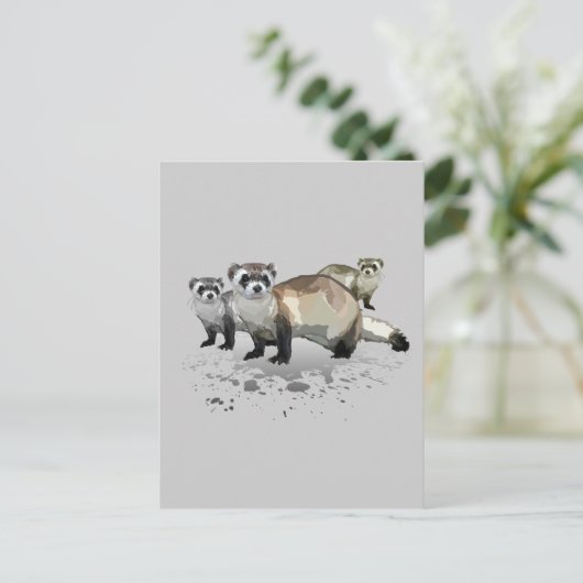 Frettchen Postkarte (Stehend Vorderseite)