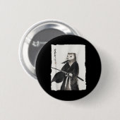 Frettchen Samurai Japanische Vintage Krieger Kunst Button (Vorne & Hinten)