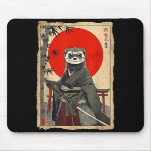 Frettchen Samurai Japanische Vintage Krieger Kunst Mousepad