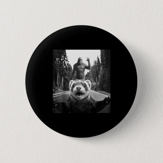 Frettchen-Selfie mit Bigfoot Lustig für Männer Fra Button (Vorderseite)