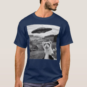 Frettchen Sie Mit Außerirdischen UFO Lustige Gesch T-Shirt