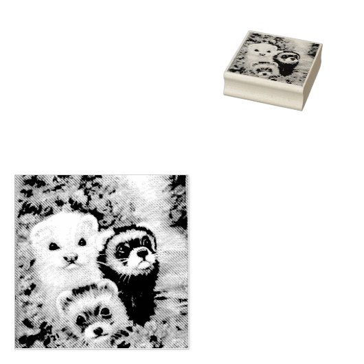 Frettchen und Blume Gummistempel (Stempel)