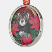 Frettchen-Weihnachten Oranment Silbernes Ornament (Links)