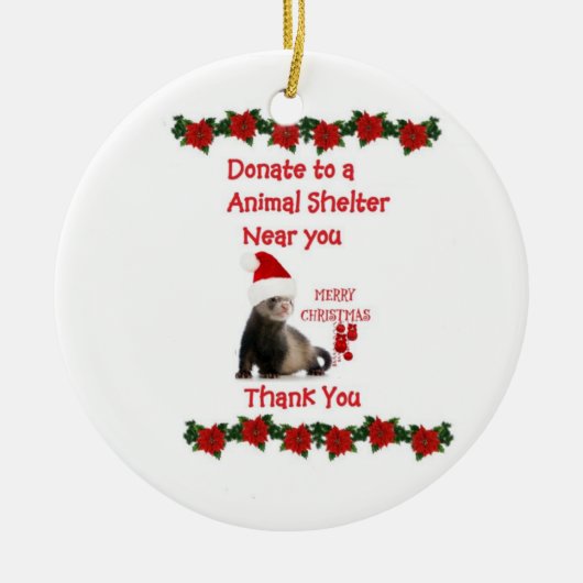 Frettchen-WeihnachtsKeramik-Verzierung Keramik Ornament (Vorne)