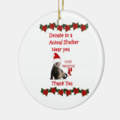 Frettchen-WeihnachtsKeramik-Verzierung Keramik Ornament (Links)