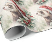 Frettchen-Weihnachtspapier Geschenkpapier (Rolleneckpunkt)