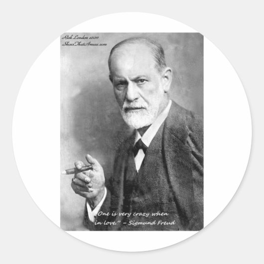 Freud Crazy liebt Liebe Zitat Geschenke Karten etc Runder Aufkleber (Vorderseite)