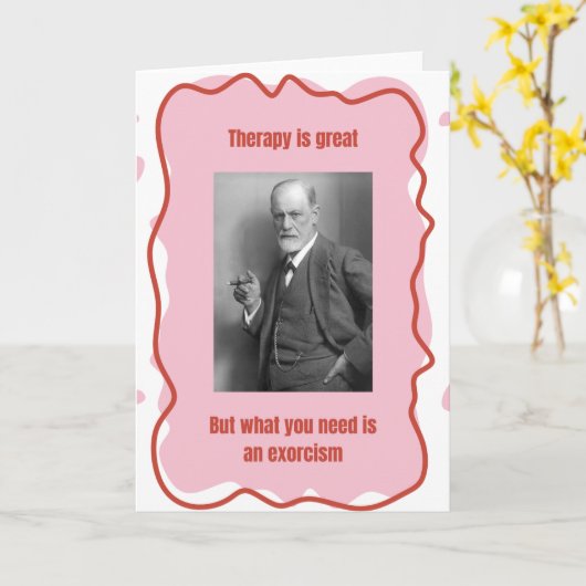 Freud Exorcism Funny Card Karte (Gelbe Blume)