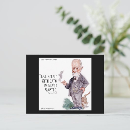 Freud & Quote About Cats Postkarte (Stehend Vorderseite)