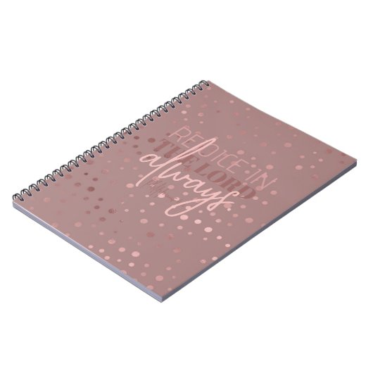 Freude am Herrn immer Phil. 4:4 Rosegold Anmerkung Notizblock (Linke Seite)