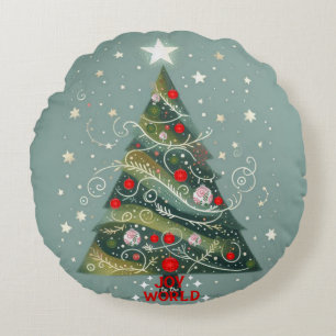 Freude am Weihnachtsbaum der Welt Rundes Kissen