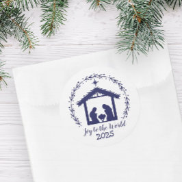 Freude am World Blue Nativity Classic Round Stick Runder Aufkleber