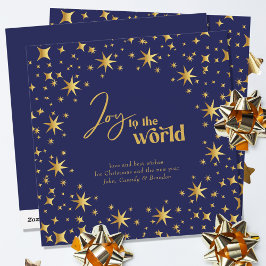 Freude an den World Elegant Blue and Gold Stars Feiertagskarte