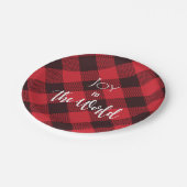 Freude an der Karierten Weihnachtsfeier am Buffalo Pappteller (Schrägansicht)