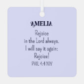 Freude an der Lord Bible Verse Christlich Blue Ornament Aus Metall (Rückseite)