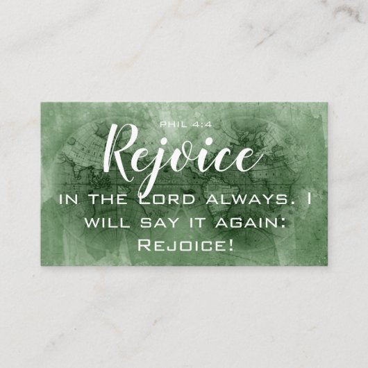 Freude an der Lord Bible Verse World Map Visitenkarte (Vorderseite)