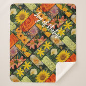 Freude an der Natur Orange Gelbe Blumen Sherpadecke (Vorderseite)