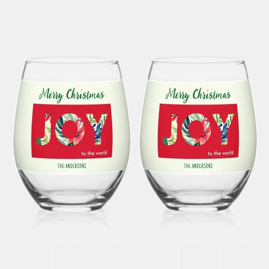 Freude an der Personalisierten Weihnachtsfeier der Weinglas Ohne Stiel (Vorderseite)