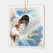 Freude an der Welt. Afroamerikanischer Engel Weihn Keramikornament (Links)