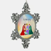 Freude an der Welt, Die Drei Weisen Illustration Schneeflocken Zinn-Ornament (Links)