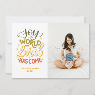 Freude an der Welt ist der Herr gekommen. Weihnach Feiertagskarte