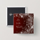 Freude an der Welt mit weißen Schneeflocken auf Ro Button (Vorne & Hinten)