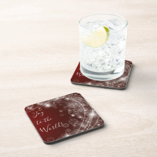 Freude an der Welt mit weißen Schneeflocken auf Ro Getränkeuntersetzer