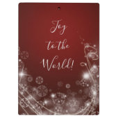 Freude an der Welt mit weißen Schneeflocken auf Ro Klemmbrett (Rückseite)