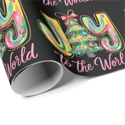 Freude an der Welt Neon Weihnachtsbaum Pinselstric Geschenkpapier (Rolleneckpunkt)