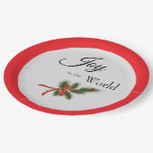 Freude an der Welt Religious Red Holly Weihnachten Pappteller (Schrägansicht)