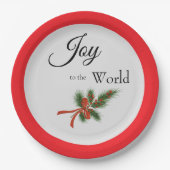 Freude an der Welt Religious Red Holly Weihnachten Pappteller (Vorderseite)