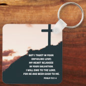 Freude an Gottes unermüdlicher Liebe Psalms Bible  Schlüsselanhänger (Rückseite)