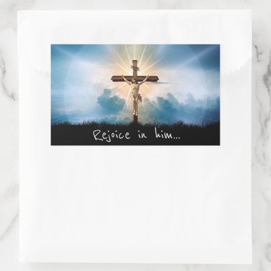 Freude an ihm rechteckiger aufkleber (Tasche)