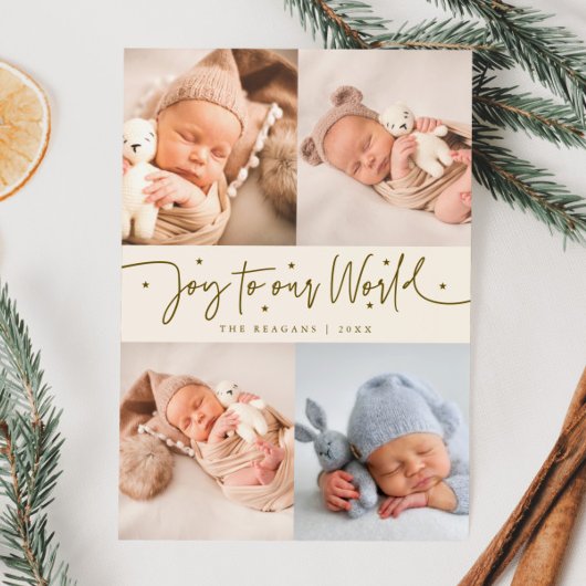 Freude an unserem Cream Multi Foto Birth Ankündigung