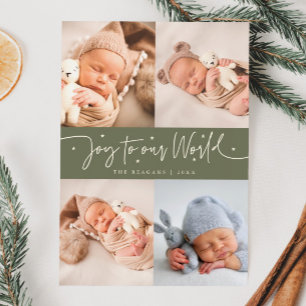 Freude an unserer Welt Sage Green Multi Foto Birth Ankündigung