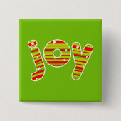 Freude an Weihnachten, Rot und Grün Streifen Button (Vorderseite)