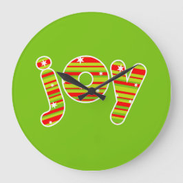 Freude an Weihnachten, Rot und Grün Streifen Große Wanduhr