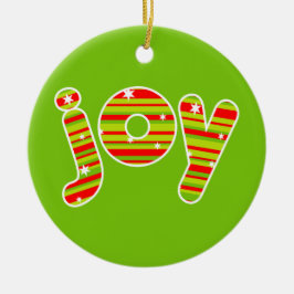 Freude an Weihnachten, Rot und Grün Streifen Keramik Ornament