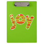 Freude an Weihnachten, Rot und Grün Streifen Klemmbrett (Vorderseite)