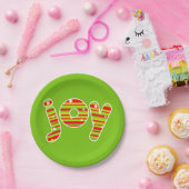 Freude an Weihnachten, Rot und Grün Streifen Pappteller (Party)