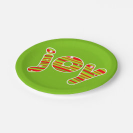 Freude an Weihnachten, Rot und Grün Streifen Pappteller